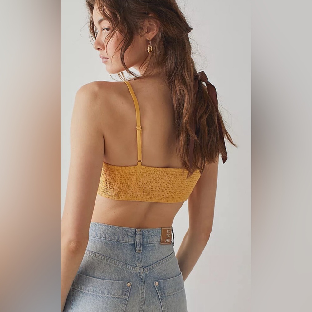 Free People Golden Mustard Crochet Crop Bralette - Picture 3 of 13